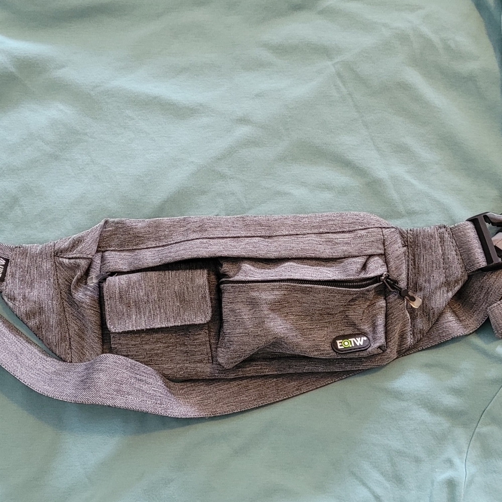 Gray Waist Pack Unisex with Elastic Waistband - Picture 6 of 14